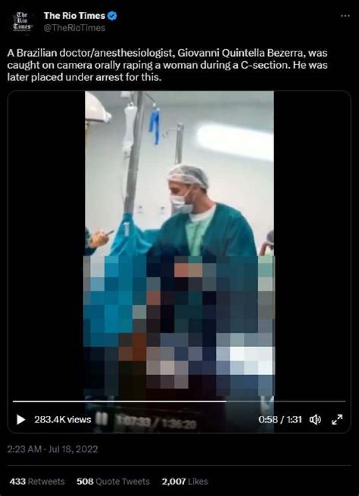 Dr Giovanni Quintella Bezerra Sexual Assault Allegations – Is He Arrested? Twitter Video
