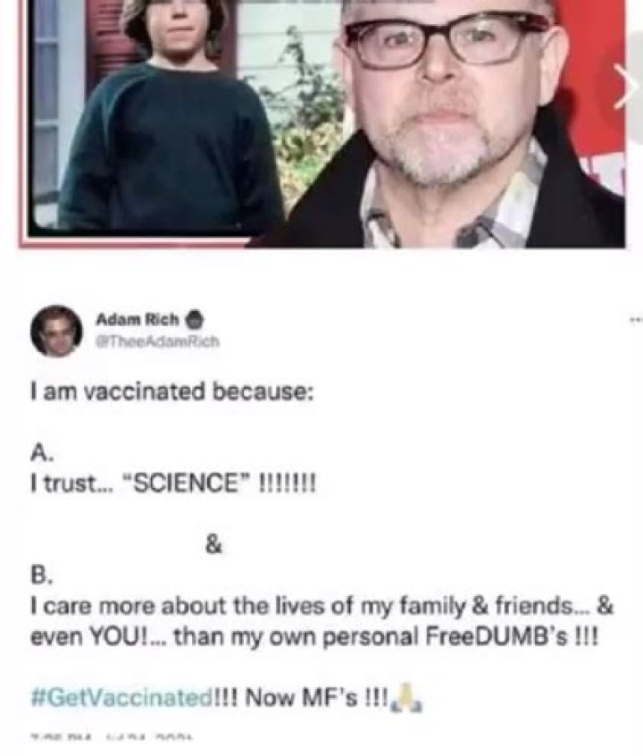 Is Adam Rich vaccinated?