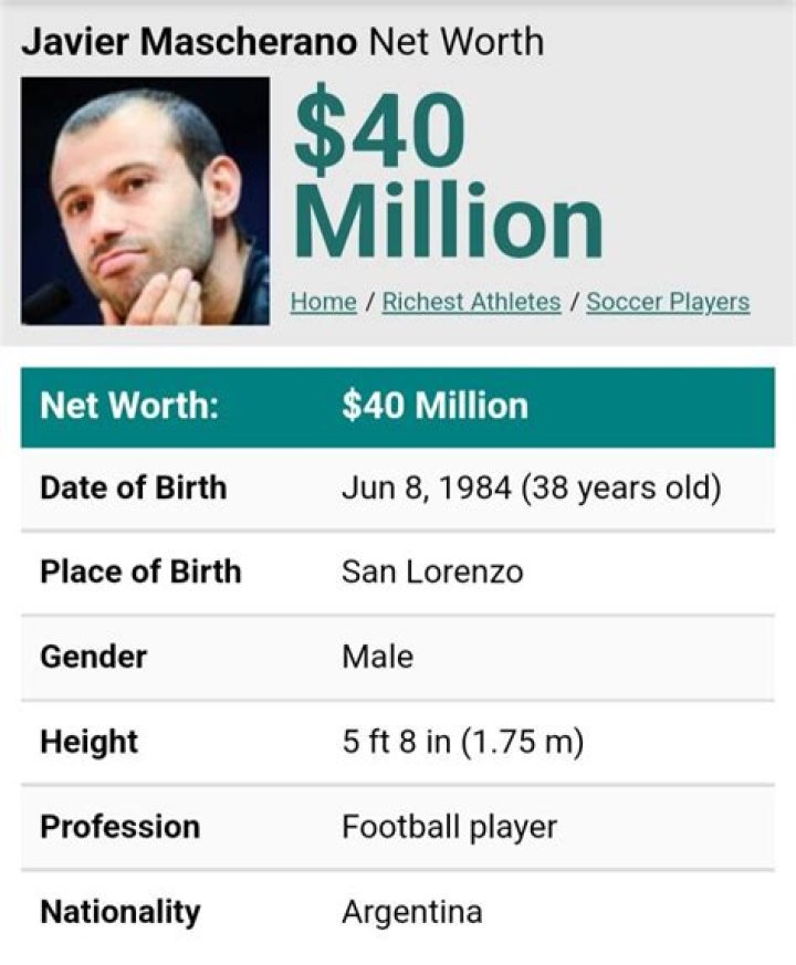 
Javier Mascherano Height, Weight, Net Worth, Age, Birthday, Wikipedia, Who, Nationality, Biography 