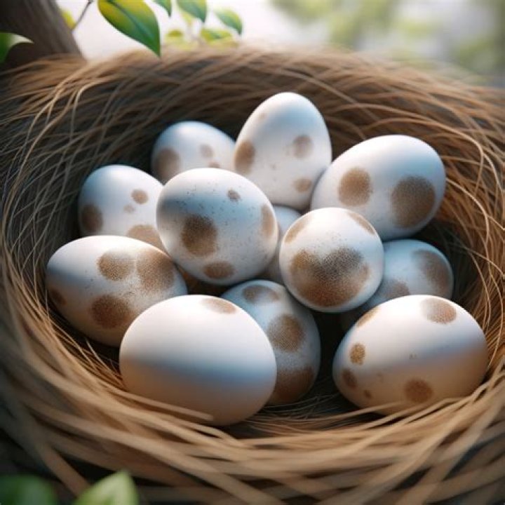 What bird eggs are white with brown spots?