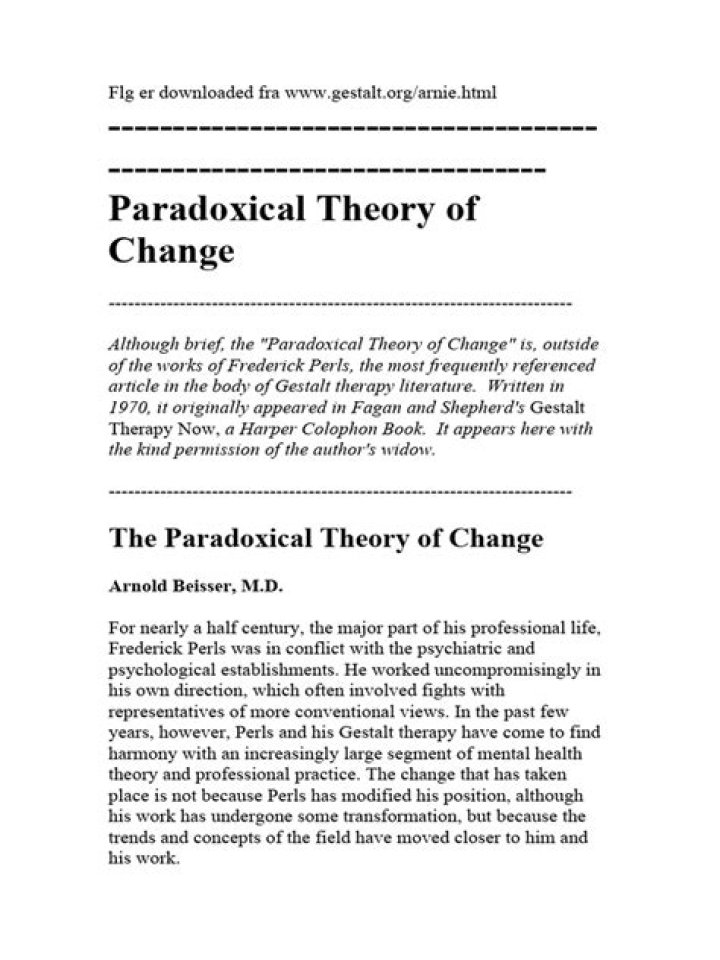 What is the paradoxical theory of change?